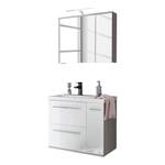 Set di mobili da bagno Crown I (2) Illuminazione inclusa - Bianco lucido / Effetto rovere