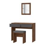 Make-up tafel Quanto (3-delig) Bakesfield walnotenhouten look/Uni Wolfram grijs