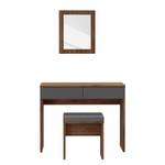 Make-up tafel Quanto (3-delig) Bakesfield walnotenhouten look/Uni Wolfram grijs