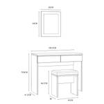 Make-up tafel Quanto (3-delig) Bakesfield walnotenhouten look/Uni Wolfram grijs