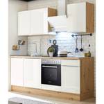 Keukenblok Marleen II Wit hoogglans/Eikenhouten Artisan look - Breedte: 220 cm