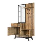 Compacte garderobe TAMATI massief pijnboomhout/metaal - pijnboomhout/zwart