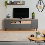 Ensemble meubles TV Leox II (4 éléments) Avec éclairage inclus - Graphite / Imitation chêne artisan