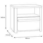 Table de chevet Twyford Blanc / Imitation noyer