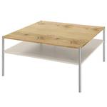 Tavolino da salotto Uxia I Impiallacciatura in vero legno - Travi di quercia / Bianco - 85 x 85 cm