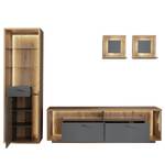 Ensemble meubles TV Laxou I (4 éléments) Gris mat / Imitation planches de chêne