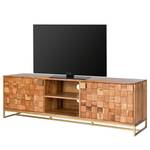 Tv-meubel Boga massief acaciahout/metaal - acaciahout/goudkleurig