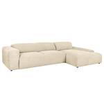 Ecksofa Lordelo 3-Sitzer mit Longchair Cordstoff Licia: Beige - Longchair davorstehend rechts