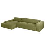 Ecksofa Lordelo 3-Sitzer mit Longchair Cordstoff Licia: Lindgrün - Longchair davorstehend links