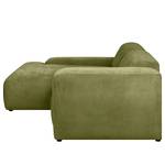 Hoekbank Lordelo met chaise longue Corduroy Licia: Lindegroen - Longchair vooraanzicht links