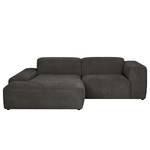 Ecksofa Lordelo 1,5-Sitzer mit Longchair Cordstoff Licia: Anthrazit - Longchair davorstehend links