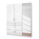 Armoire à portes battantes Homburg I Blanc alpin brillant - Largeur : 136 cm - Avec portes miroir