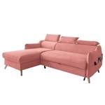 Ecksofa Huesca mit Longchair Samt Mohini: Babyrosa - Longchair davorstehend links