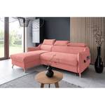 Ecksofa Huesca mit Longchair Samt Mohini: Babyrosa - Longchair davorstehend links