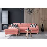 Ecksofa Huesca mit Longchair Samt Mohini: Babyrosa - Longchair davorstehend links