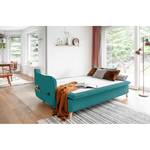 Slaapbank BIANDO met houten pootjes Geweven stof Neli: Turquoise