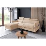 Divano angolare Huesca con chaise longue Velluto Mohini: beige - Longchair preimpostata a sinistra