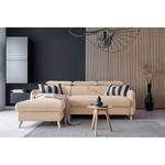 Divano angolare Huesca con chaise longue Velluto Mohini: beige - Longchair preimpostata a sinistra