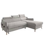 Hoekbank Huesca met chaise longue Velours Mohini: Grijs - Longchair vooraanzicht rechts