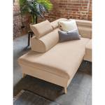 Zithoek Huesca Velours Mohini: Beige - Longchair vooraanzicht rechts/Ottomaan links