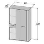 Highboard Tooma Hochglanz Schwarz / Walnuss Dekor