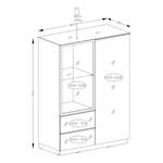 Highboard Habas Glas - Grau / Schwarz