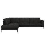 Ecksofa Luton mit Ottomane Chenille Alita: Anthrazit - Ottomane davorstehend links