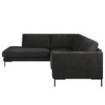 Ecksofa Luton mit Ottomane Chenille Alita: Anthrazit - Ottomane davorstehend links