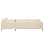 Ecksofa Luton mit Ottomane Chenille Alita: Creme - Ottomane davorstehend rechts