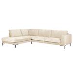 Ecksofa Luton mit Ottomane Chenille Alita: Creme - Ottomane davorstehend links