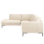 Ecksofa Luton mit Ottomane Chenille Alita: Creme - Ottomane davorstehend links