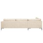 Ecksofa Luton mit Ottomane Chenille Alita: Creme - Ottomane davorstehend links