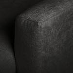Canapé panoramique Luton Tissu chenille Alita: Anthracite - Méridienne courte à droite / longue à gauche (vue de face)