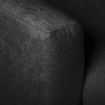 Canapé panoramique Luton Tissu chenille Alita: Anthracite - Méridienne courte à gauche / longue à droite (vue de face)