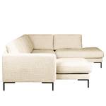 Wohnlandschaft Luton Webstoff Enola: Pearl - Longchair davorstehend links / Ottomane rechts