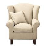 Oorfauteuil Colmar Bouclé Stof Nola: Beige - Met hocker