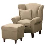 Oorfauteuil Colmar Bouclé Stof Nola: Cappuccino - Met hocker