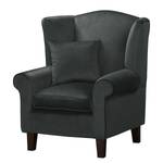 Oorfauteuil Colmar Velours Vaia: Donkergrijs - Met hocker