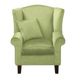 Fauteuil à oreilles Colmar Velours Vaia: Vert pomme - Avec repose-pieds