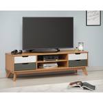 Meuble TV Scandik II Pin massif - Pin blanc / Gris