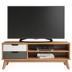 Tv-meubel Scandik I massief grenenhout - grenenhout wit/grijs