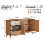 Dressoir Scandik massief grenenhout - grenenhout wit/grijs