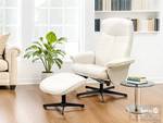 Relaxfauteuil Ceuta met hocker teddystof/ijzer - wit/zwart