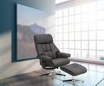 Relaxfauteuil Neath met hocker microvezel/ijzer - zwart/chroomkleurig