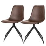 Chaises Moss (lot de 2) Imitation cuir - Marron / Métal - Noir - Marron