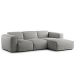 Ecksofa HUDSON 3-Sitzer mit Longchair Bouclé Stoff Bony: Grau - Breite: 251 cm - Longchair davorstehend rechts