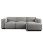 Ecksofa HUDSON 3-Sitzer mit Longchair Bouclé Stoff Bony: Grau - Breite: 251 cm - Longchair davorstehend rechts