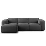 Ecksofa HUDSON 3-Sitzer mit Longchair Bouclé Stoff Bony: Anthrazit - Breite: 251 cm - Longchair davorstehend links