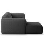 Hoekbank HUDSON 3-zits met chaise longue Bouclé Stof Bony: Antracietkleurig - Breedte: 251 cm - Longchair vooraanzicht links