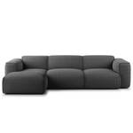 Hoekbank HUDSON 3-zits met chaise longue Bouclé Stof Bony: Antracietkleurig - Breedte: 284 cm - Longchair vooraanzicht links